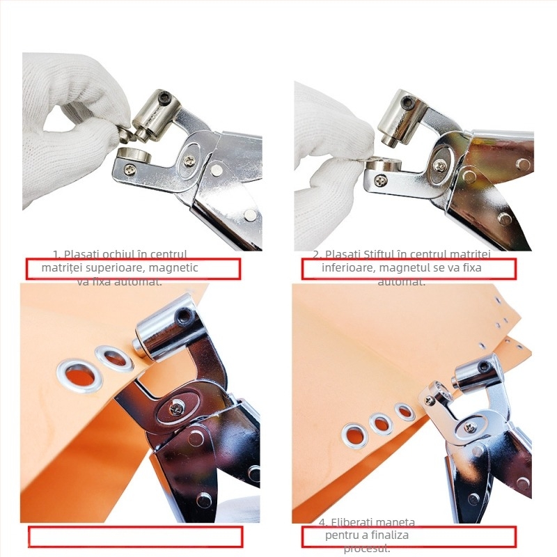 Unealtă manuală pentru ochiuri cu blocare, pentru prelate din pânză – portabilă, materiale: aliaj și fier, acoperire electroplatină