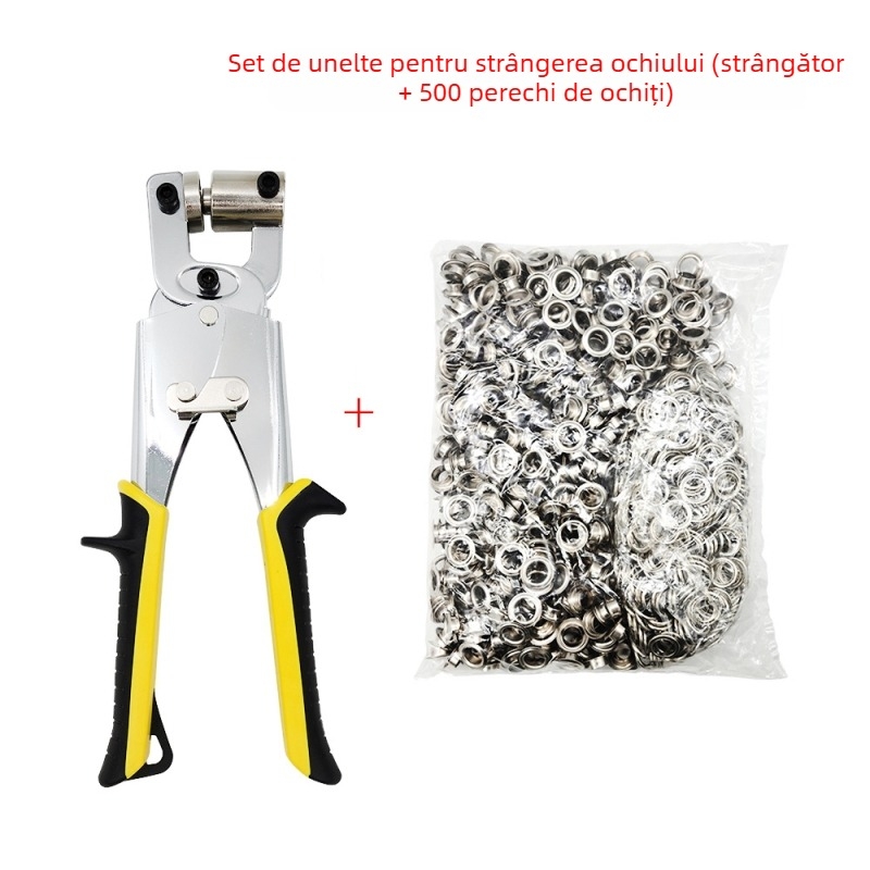 Unealtă manuală pentru ochiuri cu blocare, pentru prelate din pânză – portabilă, materiale: aliaj și fier, acoperire electroplatină