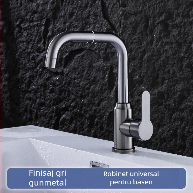 Robinet din oțel inoxidabil, rotativ pentru chiuvetă – ventil ceramic cu nucleu, 1.0 MPa, structură cu articuație unică