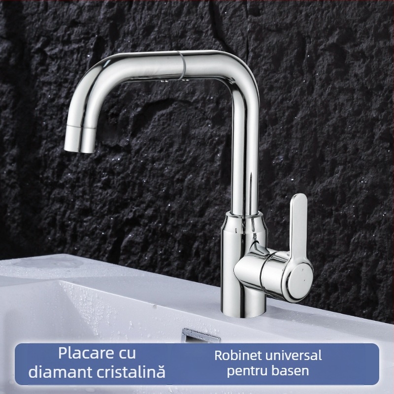 Robinet din oțel inoxidabil, rotativ pentru chiuvetă – ventil ceramic cu nucleu, 1.0 MPa, structură cu articuație unică