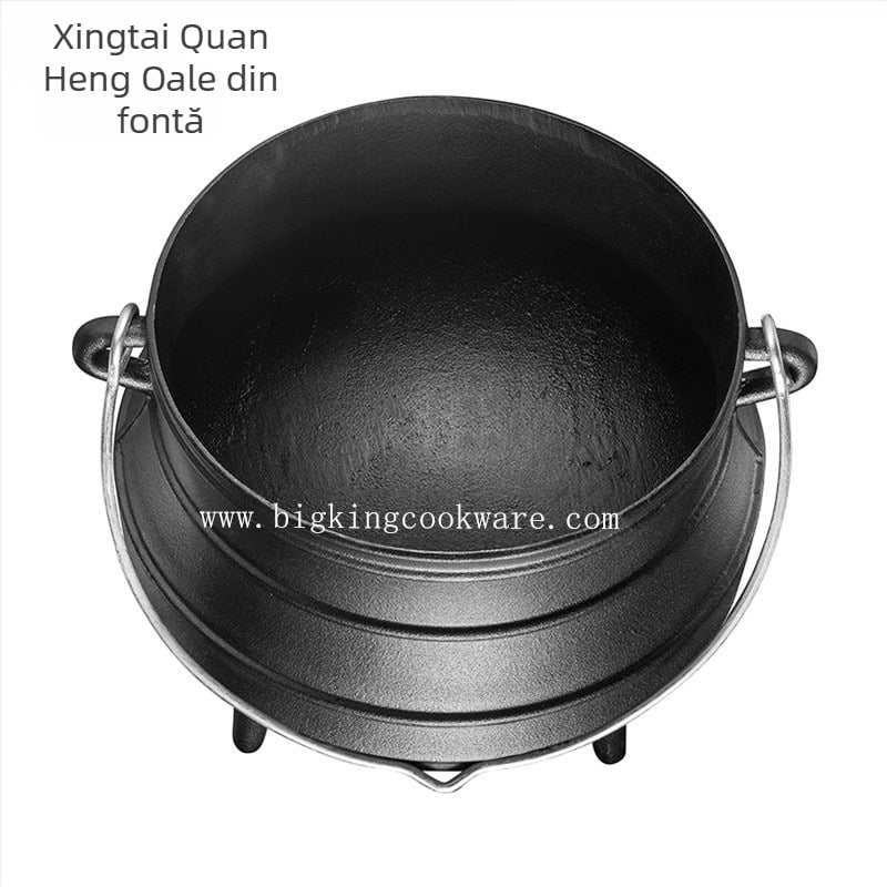 Oală din fontă cu trei picioare și coș suspendat, netencuită, model BK-2913, capacitate peste 5 L