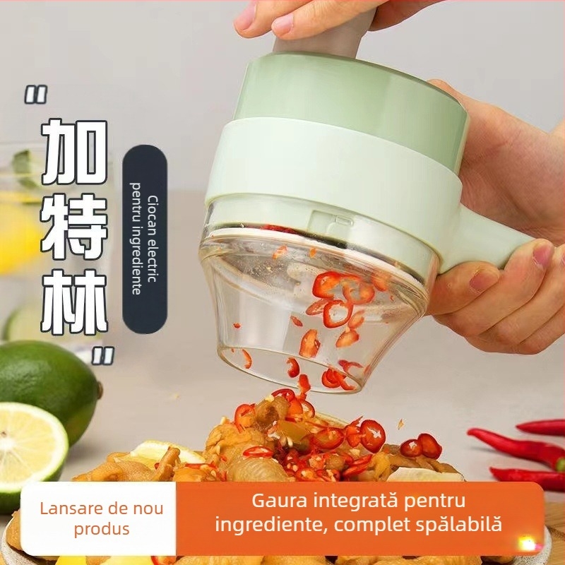 Procesor electric de mână Gatling pentru legume și zdrobire de usturoi, capacitate 1–3 L, ≤36 V, 10.000–19.999 rpm, 2 lame, complet automat