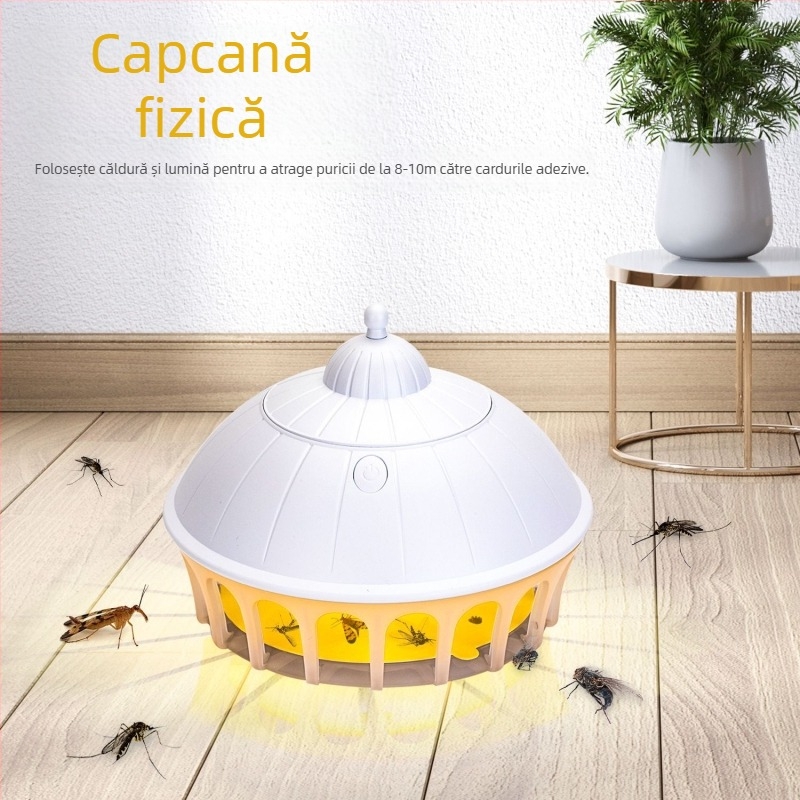 Lampa de capcane pentru țânțari cu plăci adezive și LED, pentru 80–120 m², modelul 807, 0,6 W, alimentare USB/AA, greutate 264 g