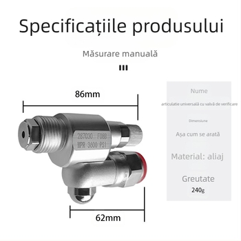 Pistol de pulverizare fără aer cu articulație universală, supapă de oprire, model JZF01, tijă extinsă și adaptor