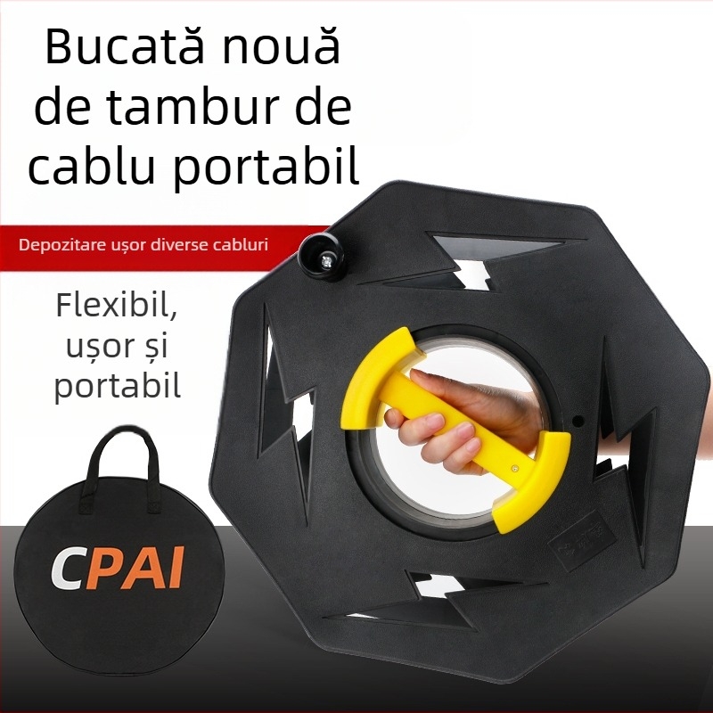 Rulou portabil pentru cabluri — tambur gol cu funcție de înfășurare, izolație până la 1000V, format britanic/metric