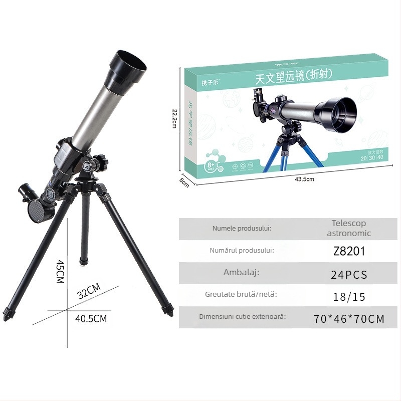 Telescop astronomic pentru copii – versiune pentru elevi, corp din aliaj, observații stelare în înaltă definiție, set științific electric educațional de fizică, DIY-friendly, multifuncțional, pentru 7–14 ani