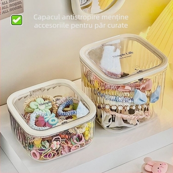 Libo cutie plastică pentru depozitare accesorii păr copii – capacitate mare, stil modern minimalist, lansată în 2024.