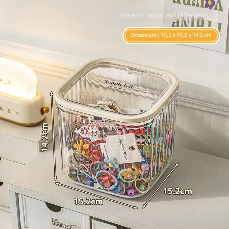 Libo cutie plastică pentru depozitare accesorii păr copii – capacitate mare, stil modern minimalist, lansată în 2024.
