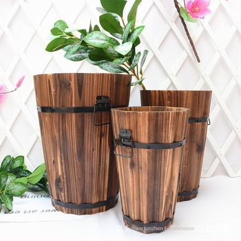 Ghiveci din lemn pentru suculente, handmade, stil pastoral retro, potrivit pentru suculente, brand Jun Zhen