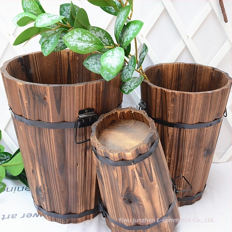 Ghiveci din lemn pentru suculente, handmade, stil pastoral retro, potrivit pentru suculente, brand Jun Zhen