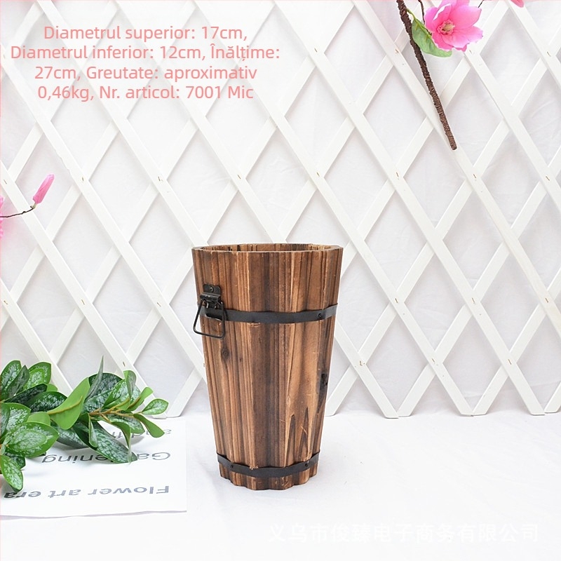 Ghiveci din lemn pentru suculente, handmade, stil pastoral retro, potrivit pentru suculente, brand Jun Zhen