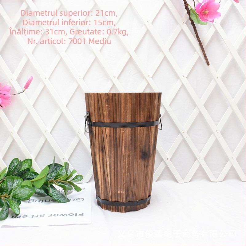 Ghiveci din lemn pentru suculente, handmade, stil pastoral retro, potrivit pentru suculente, brand Jun Zhen