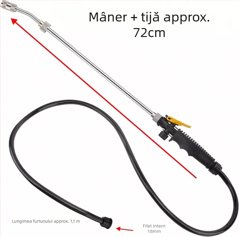 Duză de curățare din oțel inoxidabil cu tijă lungă și furtun, duză de pulverizare reglabilă pentru agricultură, grădină și gospodărie