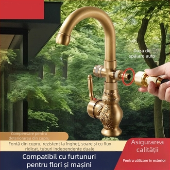 Robinet exterior de grădină – Serie Antică (alamă, cartuș ceramic, temperatură de lucru 0–80°C)