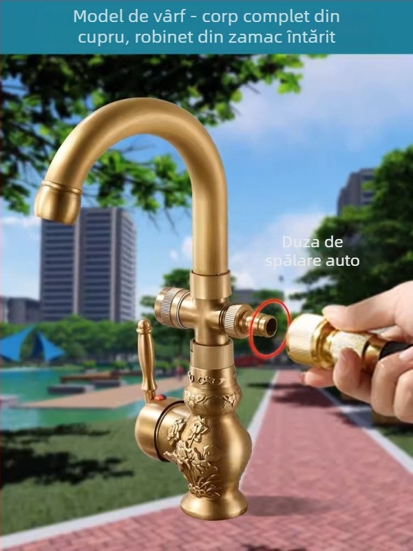 Robinet exterior de grădină – Serie Antică (alamă, cartuș ceramic, temperatură de lucru 0–80°C)