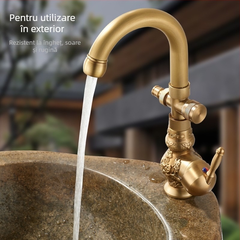 Robinet exterior de grădină – Serie Antică (alamă, cartuș ceramic, temperatură de lucru 0–80°C)