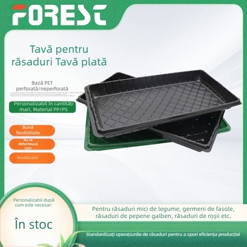 Tava dreptunghiulară pentru răsaduri, perforată sau solidă, îngroșată, din PET