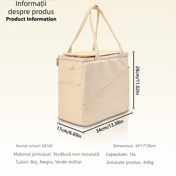 Geantă de depozitare din pânză Eb Series – Formă cub, pentru croșetat și fire, Organizator pentru unelte de tricotat, capacitate mare