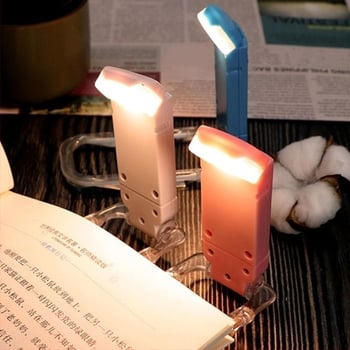 Lampa USB cu clips de citit, lampă de birou pliabilă, lumină albă, protecție oculară, abajur din plastic