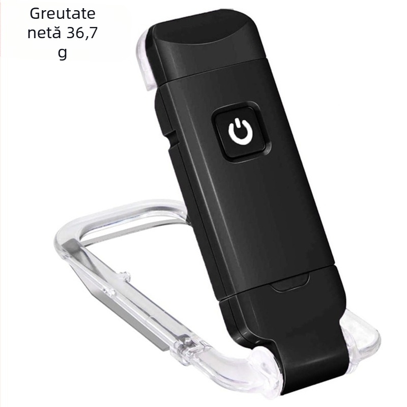 Lampa USB cu clips de citit, lampă de birou pliabilă, lumină albă, protecție oculară, abajur din plastic