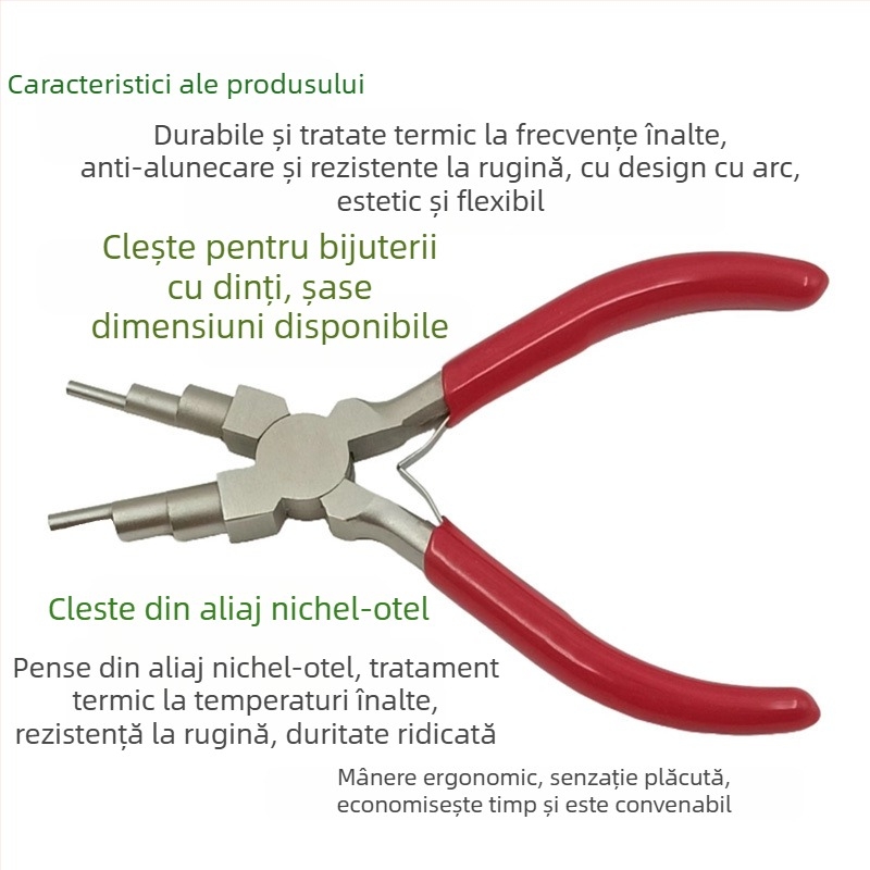 Clește multifuncțional cu capete 3- și 6-segmente, mâner din nylon, răsucire și modelare; anticoroziv, greutate 0.55, stil german