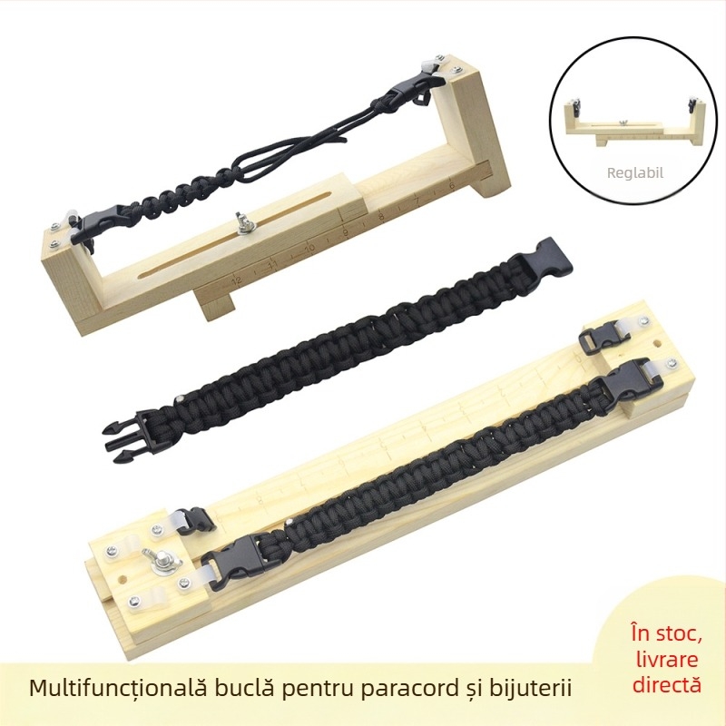 Unealtă de țesut pentru șnur de umbrelă, jig paracord cu cadru din lemn, împletire reglabilă a brățărilor