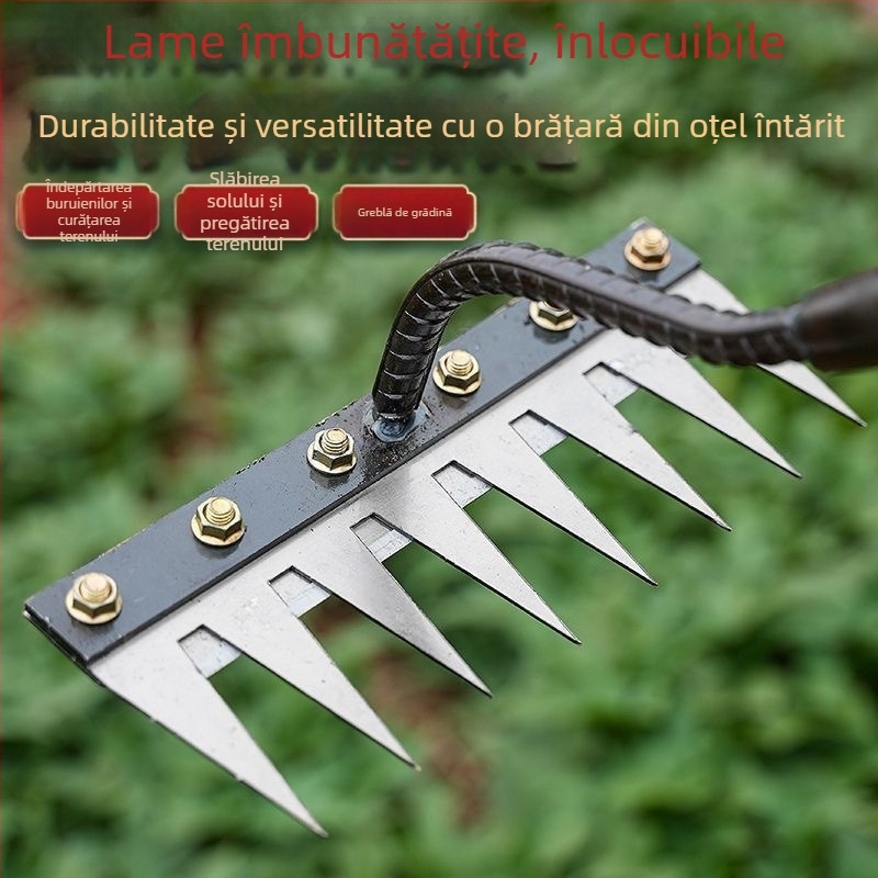 Blacksmith Bull Unealtă multifuncțională pentru plivit — dinți demontabili pentru plivire, plug pentru arat solul, cultivator de grădină, suport pentru personalizare