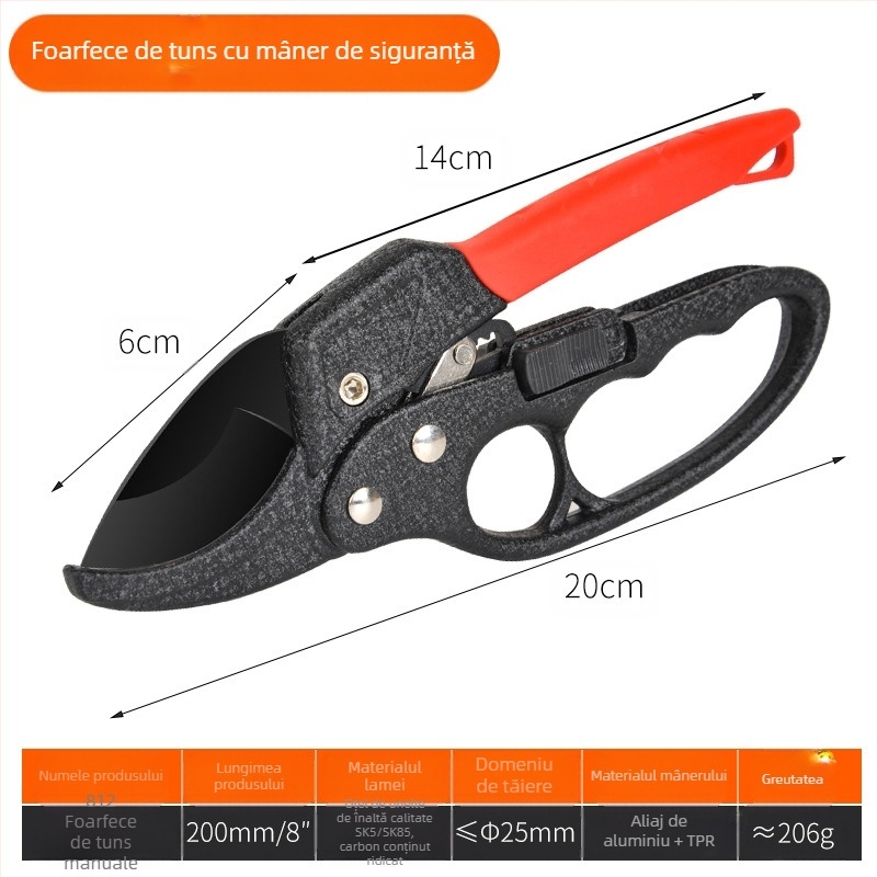 Foarfec de tăiat crengi din oțel inoxidabil – robuste, unealtă de grădină multifuncțională pentru tăierea crengilor și a fructelor