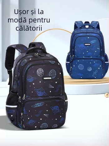 Rucsac școlar din pânză, impermeabil, benzi reflectorizante, capacitate mare și bretele curbate