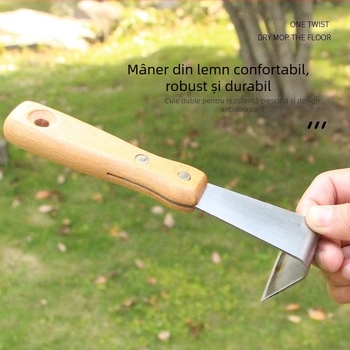 Cuțit multifuncțional pentru îndepărtarea scoarței de pe pomi fructiferi, cu cârlig