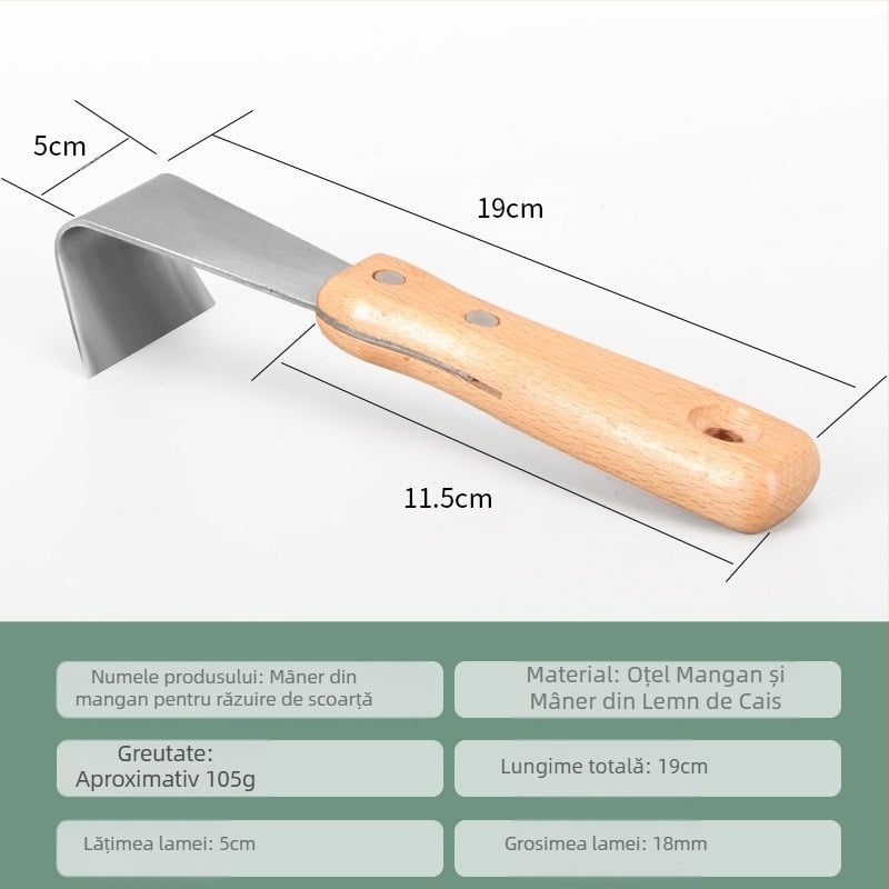 Cuțit multifuncțional pentru îndepărtarea scoarței de pe pomi fructiferi, cu cârlig