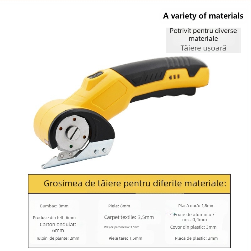 Foarfece electrice pentru țesături și piele, baterie litiu reîncărcabilă, 3.6V, tăiere rapidă