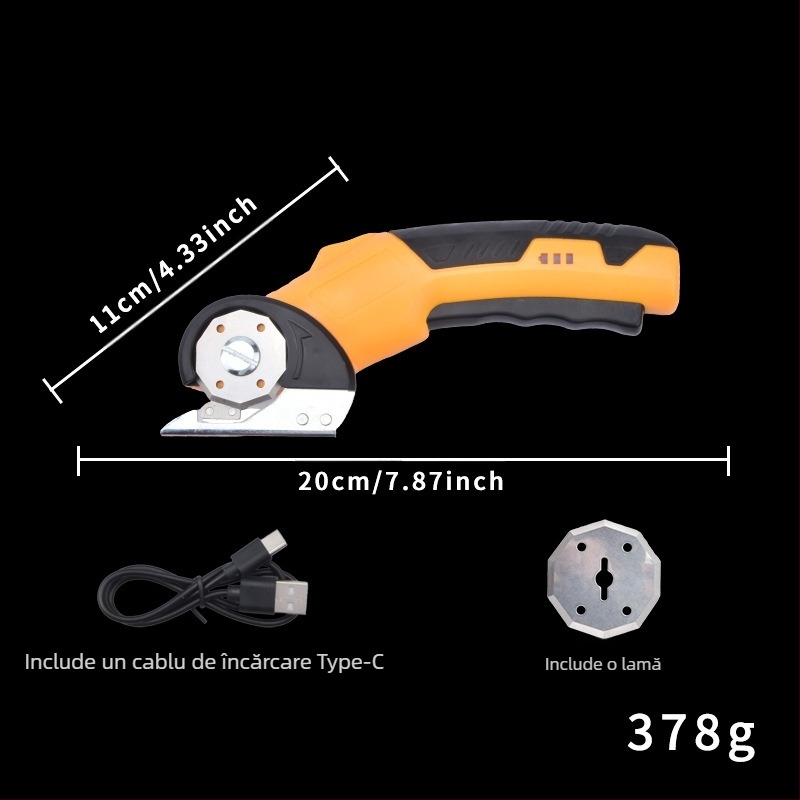 Foarfece electrice pentru țesături și piele, baterie litiu reîncărcabilă, 3.6V, tăiere rapidă