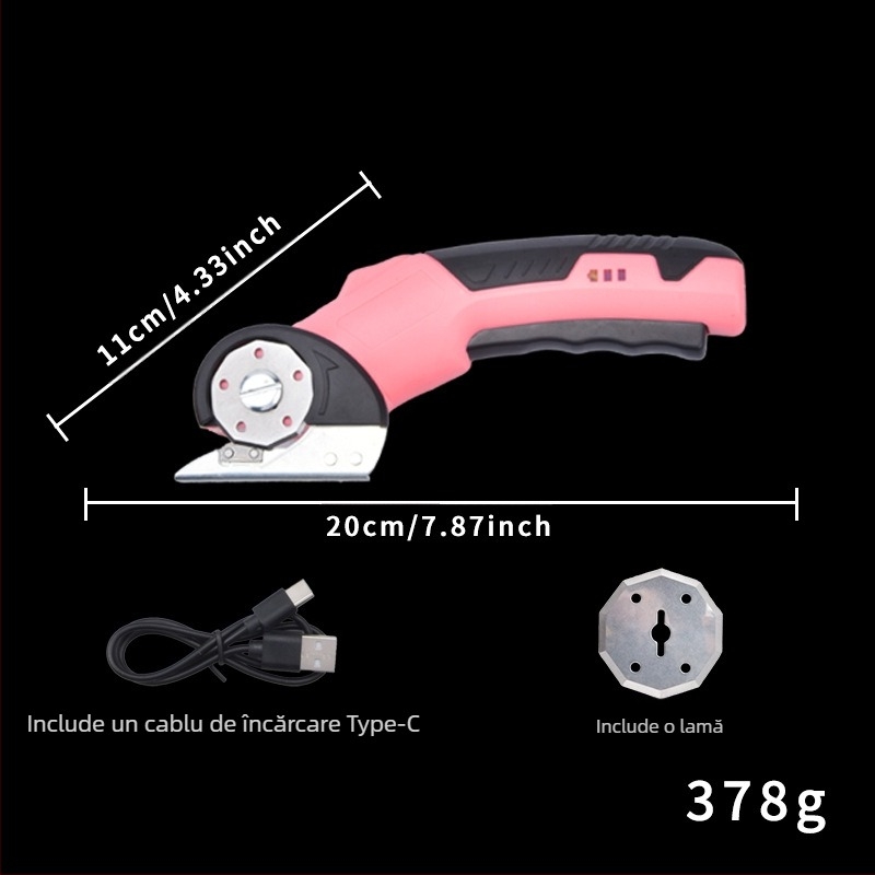 Foarfece electrice pentru țesături și piele, baterie litiu reîncărcabilă, 3.6V, tăiere rapidă