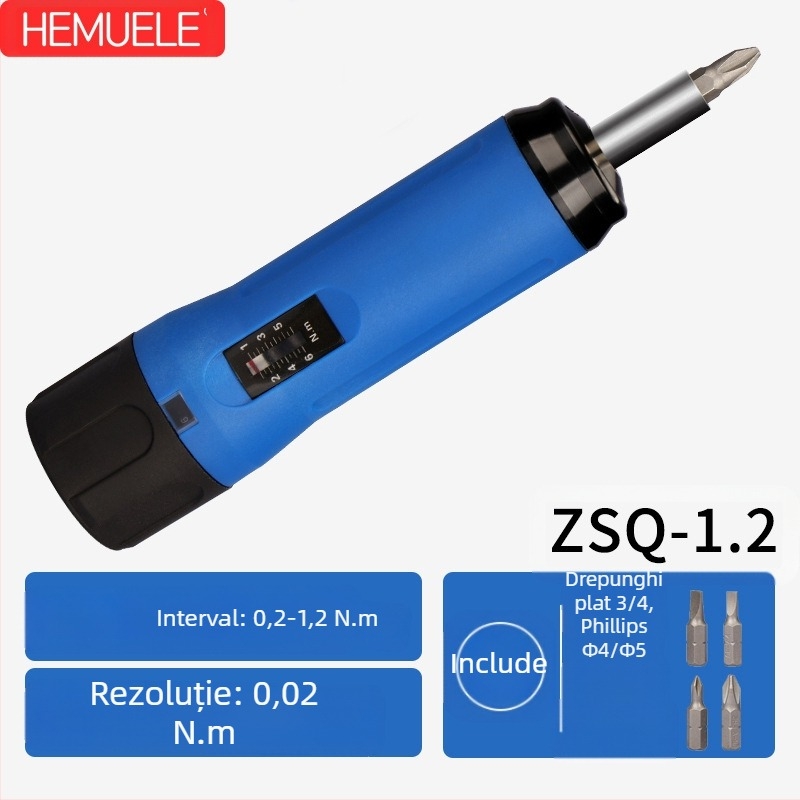 Șurubelniță cu cuplu presetat, reglabil – Hemu, corp din oțel carbon