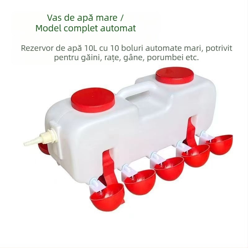 Adăpător pentru păsări cu recipient de băut automat pentru pui, rațe și gâște — gata pentru etichetare