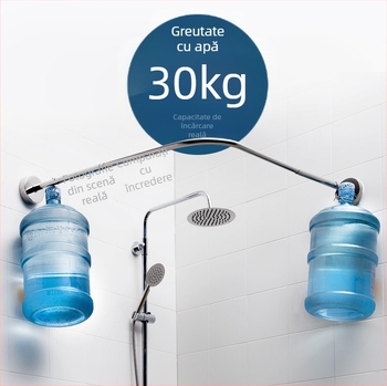 Bară de duș din oțel inoxidabil, curbată în formă de U, retractabilă, pentru baie, fără găuri