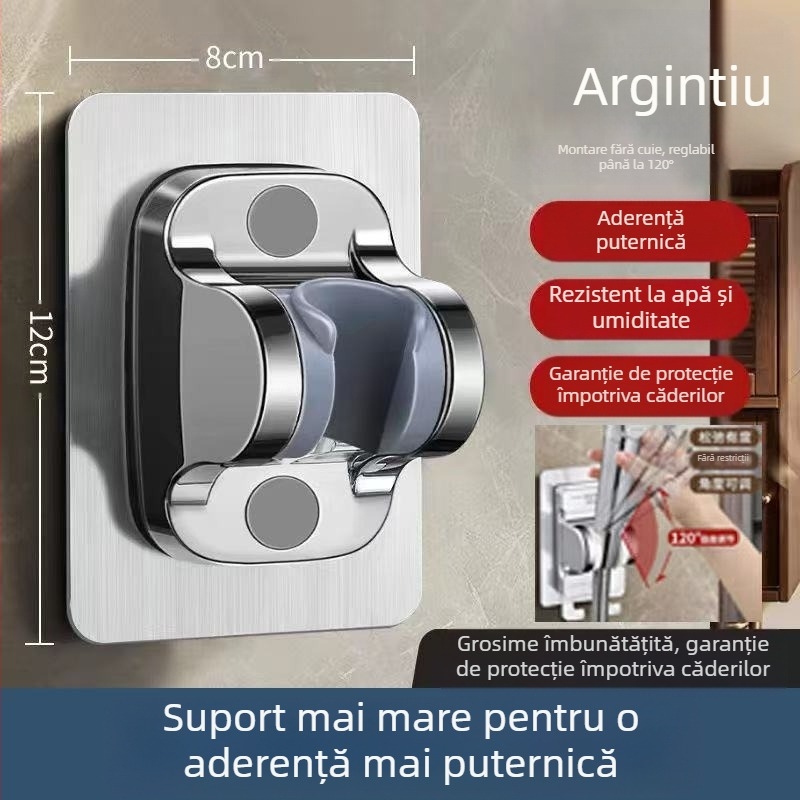 Suport universal pentru cap de duș, fără găuri, cu ventuză, montaj reglabil pentru baie, ABS material, finisaj electroplacat