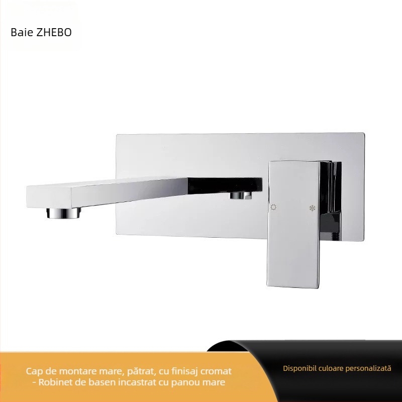 Set de duș încastrat din cupru și robinet pentru chiuvetă, montaj pe perete, robinet cu disc ceramic, structură dublă, finisaj electroplacat