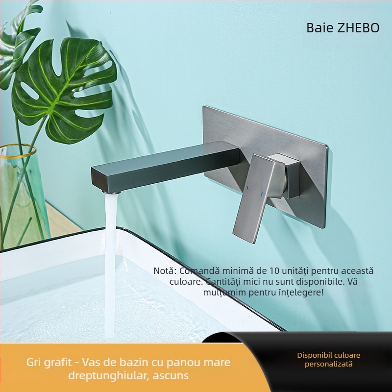 Set de duș încastrat din cupru și robinet pentru chiuvetă, montaj pe perete, robinet cu disc ceramic, structură dublă, finisaj electroplacat