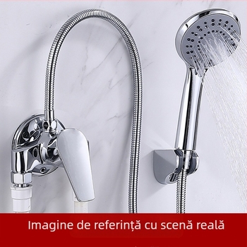 Set de duș din cupru, model H-3401; instalare cu filet spiral; funcții ploaie și pulverizare; finisaj cromat; temperatură de funcționare 5–80°C