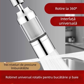 Filtru pentru robinetul de bucătărie – cap cilindric anti-strop, oțel inoxidabil, finisaj satinat, montaj rotativ, design monocorp