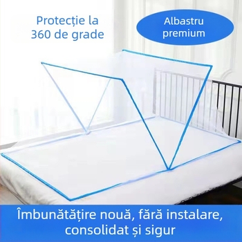 Plasă pliabilă anti-țânțari pentru dormitor, fără montaj, pentru două persoane, poliester, cadru din fibră de sticlă