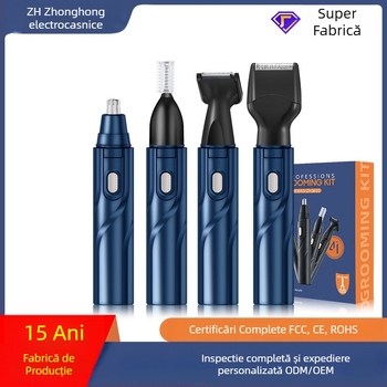 Set de aparat de tuns cu USB – corp ABS, baterie încorporată 50–100 mAh, trimmer pentru sprâncene și nas și aparat de ras