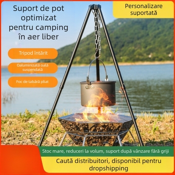 Mount Rock suport tripod exterior pentru foc de tabără și suport pentru oale, din aliaj de aluminiu, portabil, ușor, cu dublă utilizare