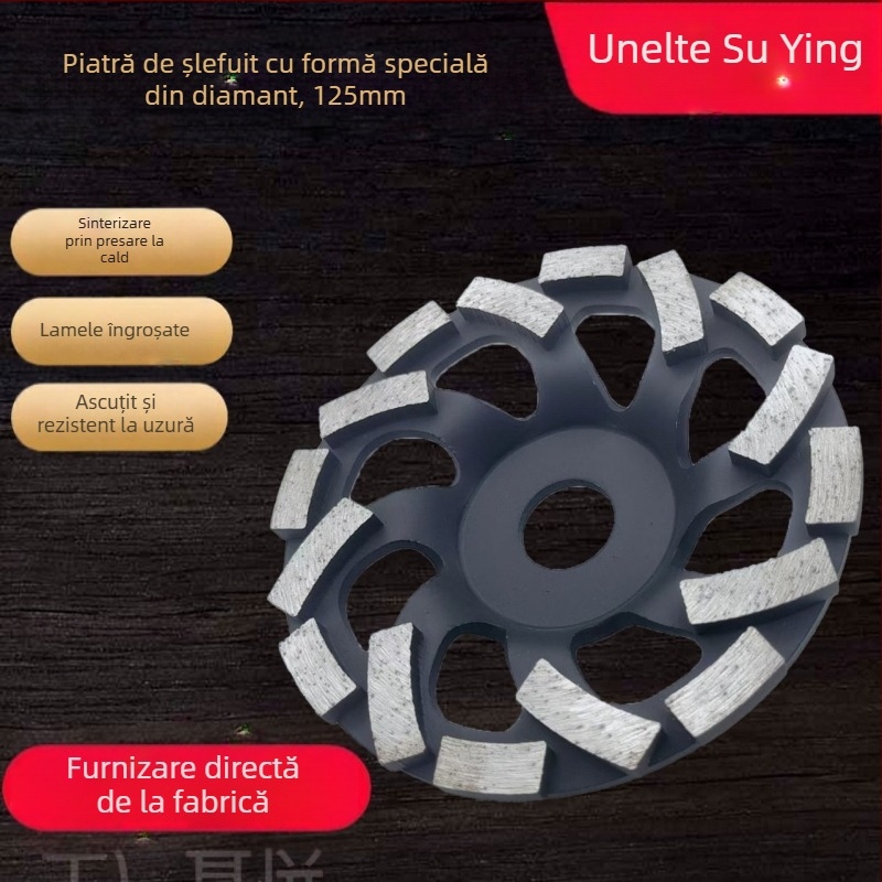 Disc diamant cu formă de bol - Disc de șlefuit de înaltă calitate, pentru prelucrarea pietrelor; liant: pulbere de diamant; proces de sinterizare