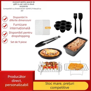 Accesorii pentru Air Fryer: bol dreptunghiular din silicon și grătar pentru seria cu 8 recipiente duble