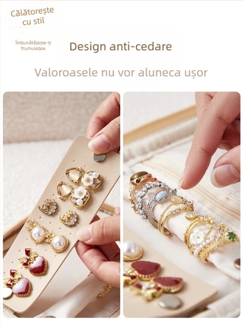 Cutie portabilă pentru bijuterii pentru călătorii — piele PU, stil urban minimalist, unisex, utilizare zilnică
