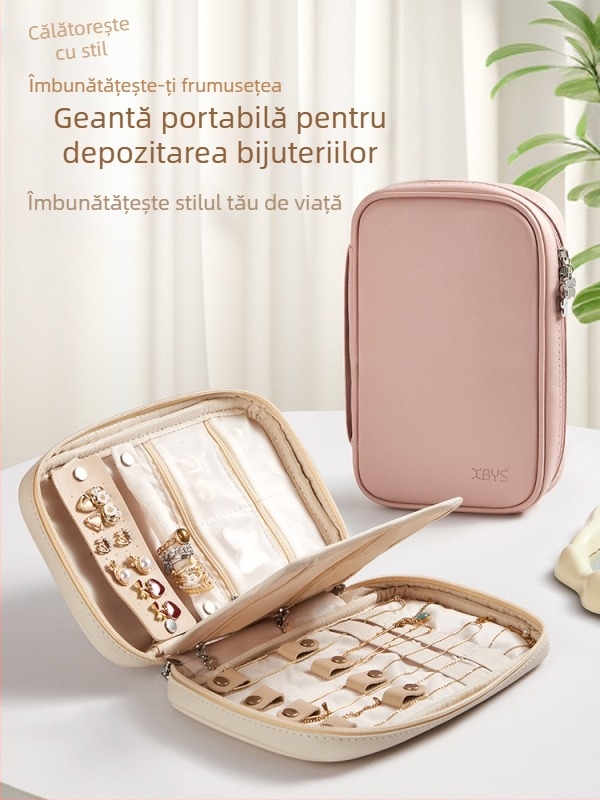 Cutie portabilă pentru bijuterii pentru călătorii — piele PU, stil urban minimalist, unisex, utilizare zilnică