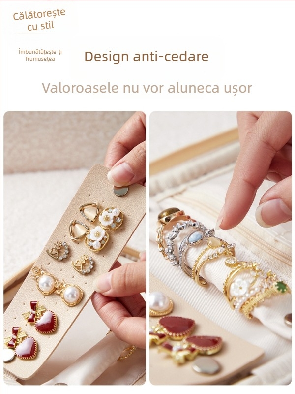Cutie portabilă pentru bijuterii pentru călătorii — piele PU, stil urban minimalist, unisex, utilizare zilnică